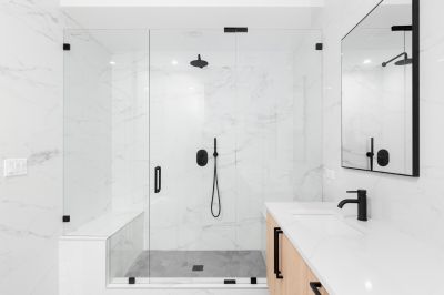 Elegant Walk-In Shower with Frameless Glass